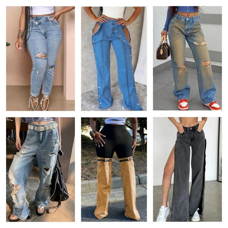 Cheap Wholesale Good Quality Skinny Ladies denim used jeans women jeans stock Lots overruns branded clothing